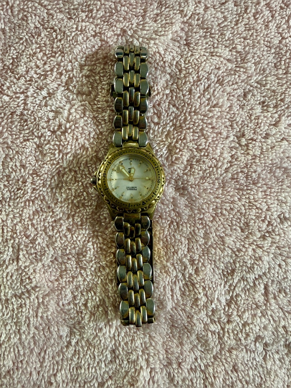 VINTAGE FOSSIL TWO TONE Y2K BRACELET WATCH